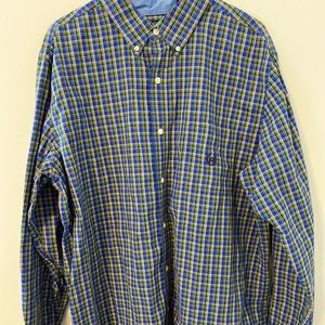 Multicolored Chaps plaid button down shirt